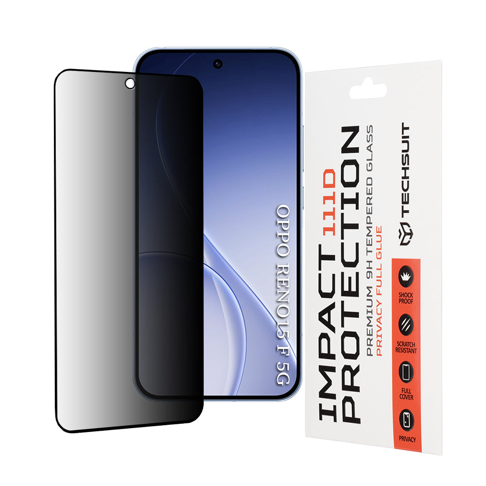 Folie de protectie Techsuit 111D Privacy Full Glue compatibil cu Oppo Reno15 F / Reno15 FS 5G, Negru