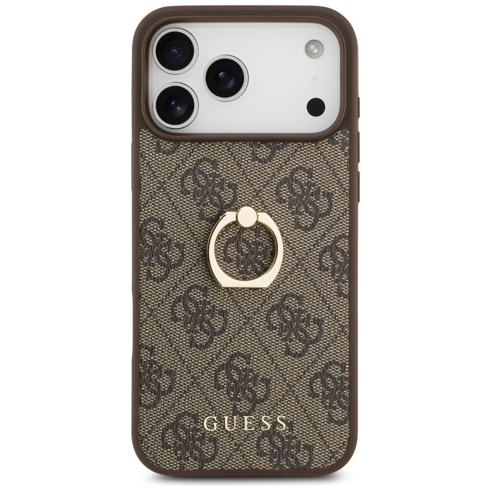 Husa de protectie Guess Hardcase 4G Ring Stand (GUHCP17X4GMRBR) compatibil cu iPhone 17 Pro Max, Maro