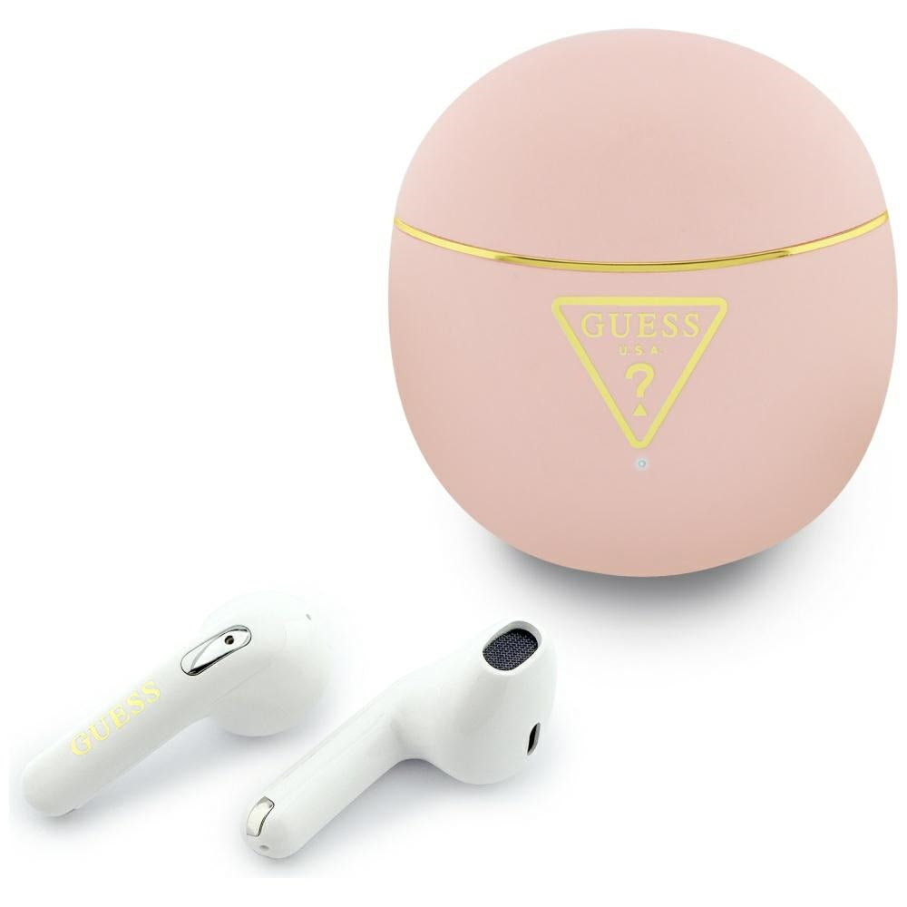 Casti Guess Script Print (GUTWSA15HETP), In-ear, Bluetooth, TWS, Small Round Design, Roz