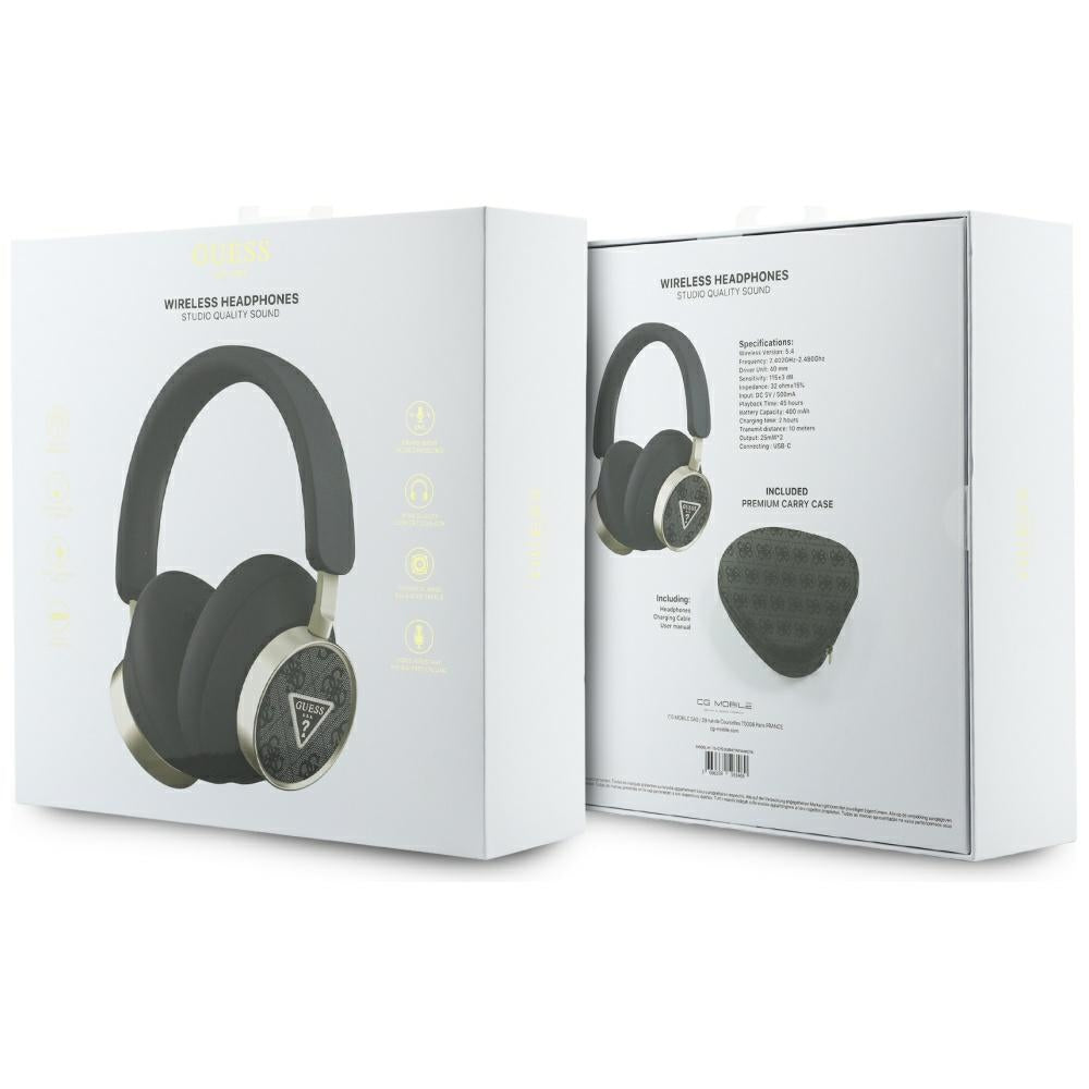 Casti Guess Wireless 4G Triangle Logo (GUBHC15P4MRCTK), Bluetooth, ENC Technology, Over-ear, Eco Leather, Negru