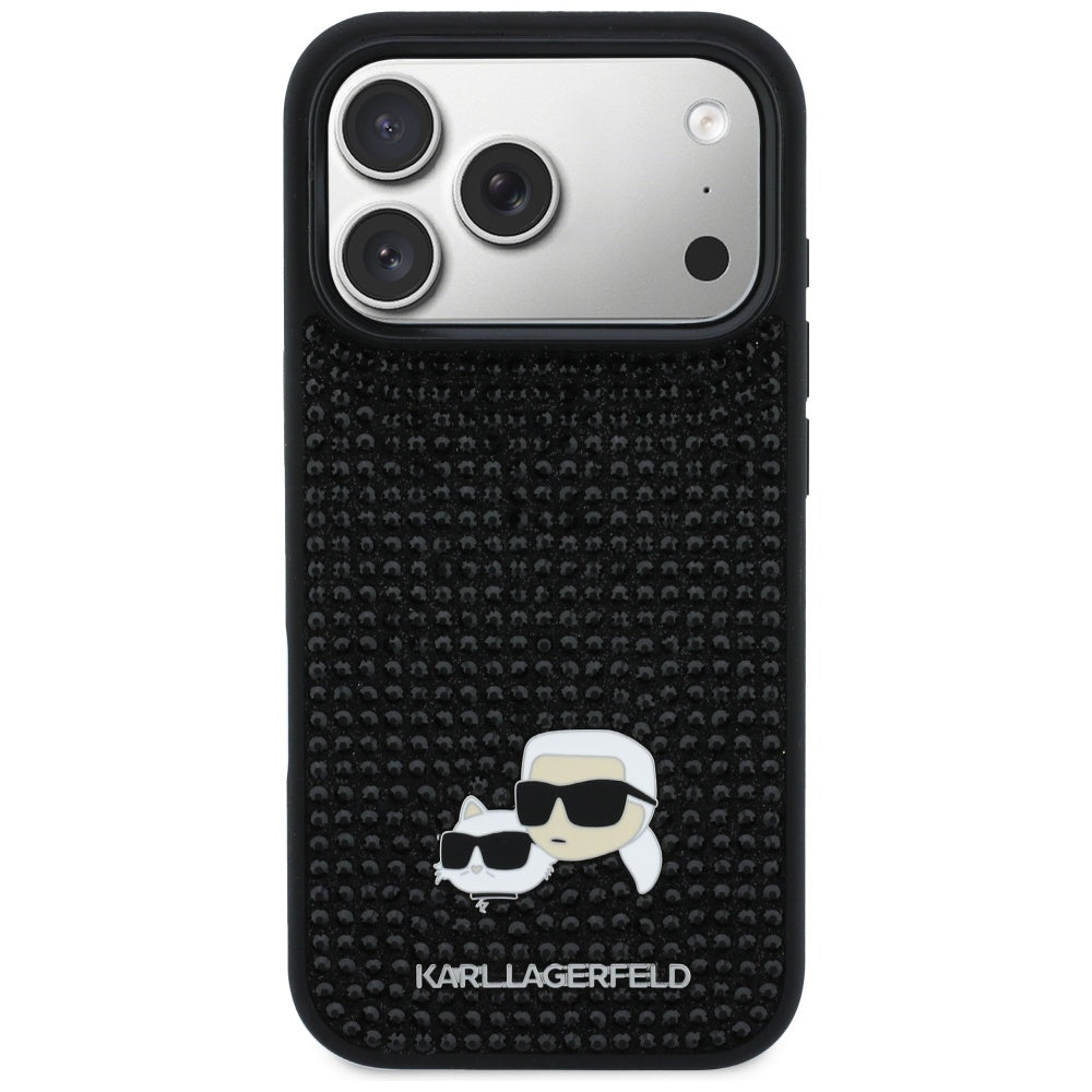 Husa de protectie Karl Lagerfeld Hardcase Rhinestone with K&C Pin (KLHCP17L6PRKCLK) compatibil cu iPhone 17 Pro, Negru