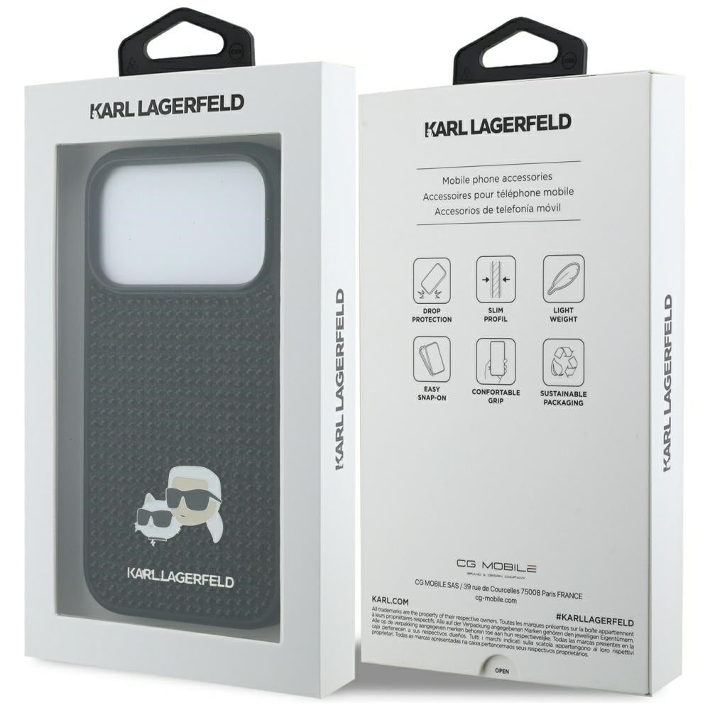 Husa de protectie Karl Lagerfeld Hardcase Rhinestone with K&C Pin (KLHCP17L6PRKCLK) compatibil cu iPhone 17 Pro, Negru