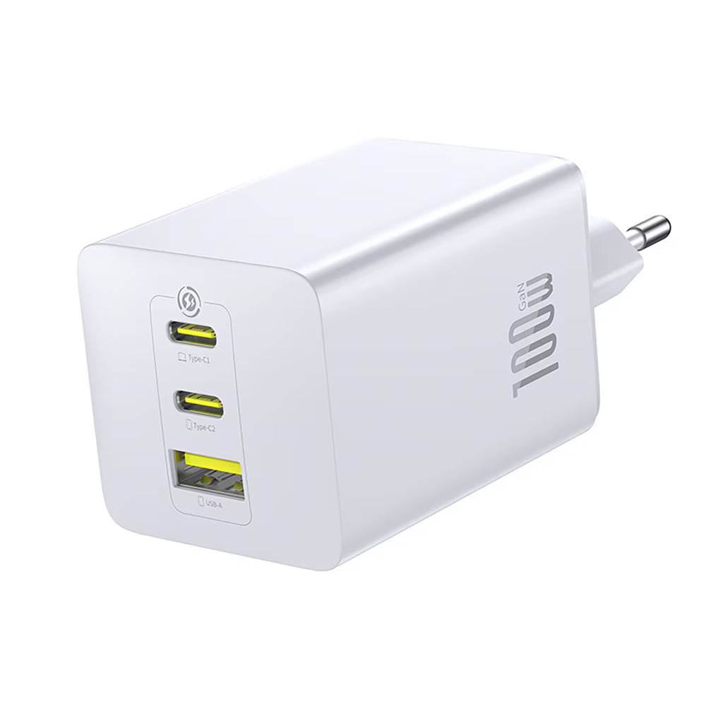 Incarcator Baseus (P10182102213-00), 2x Type-C + USB, 100W, Fast Charger, Alb