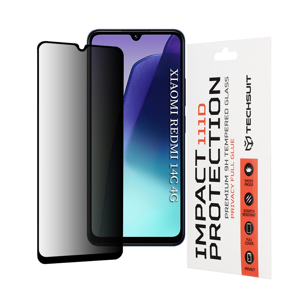 Folie de protectie Techsuit 111D Privacy Full Glue compatibil cu Xiaomi Redmi 14C / Poco C75 / Xiaomi Redmi A5 4G (Regional), Negru