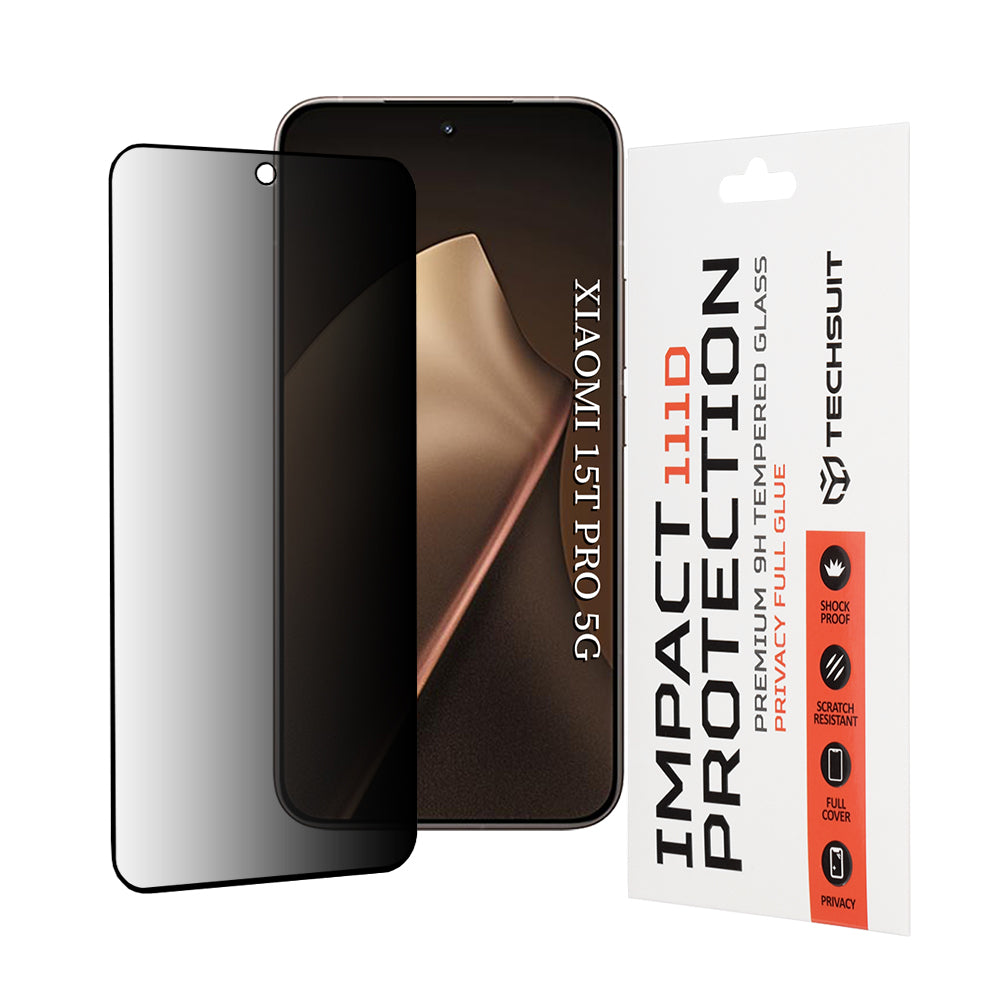 Folie de protectie Techsuit 111D Privacy Full Glue compatibil cu Xiaomi 15T Pro, Negru