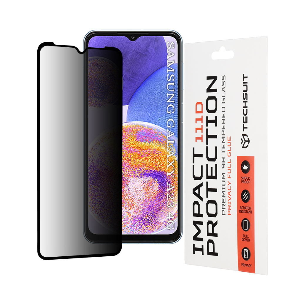 Folie de protectie Techsuit 111D Privacy Full Glue compatibil cu Samsung Galaxy A23 4G / A23 5G / M23 / F23 / M33 / A13 4G / M13 / F13, Negru