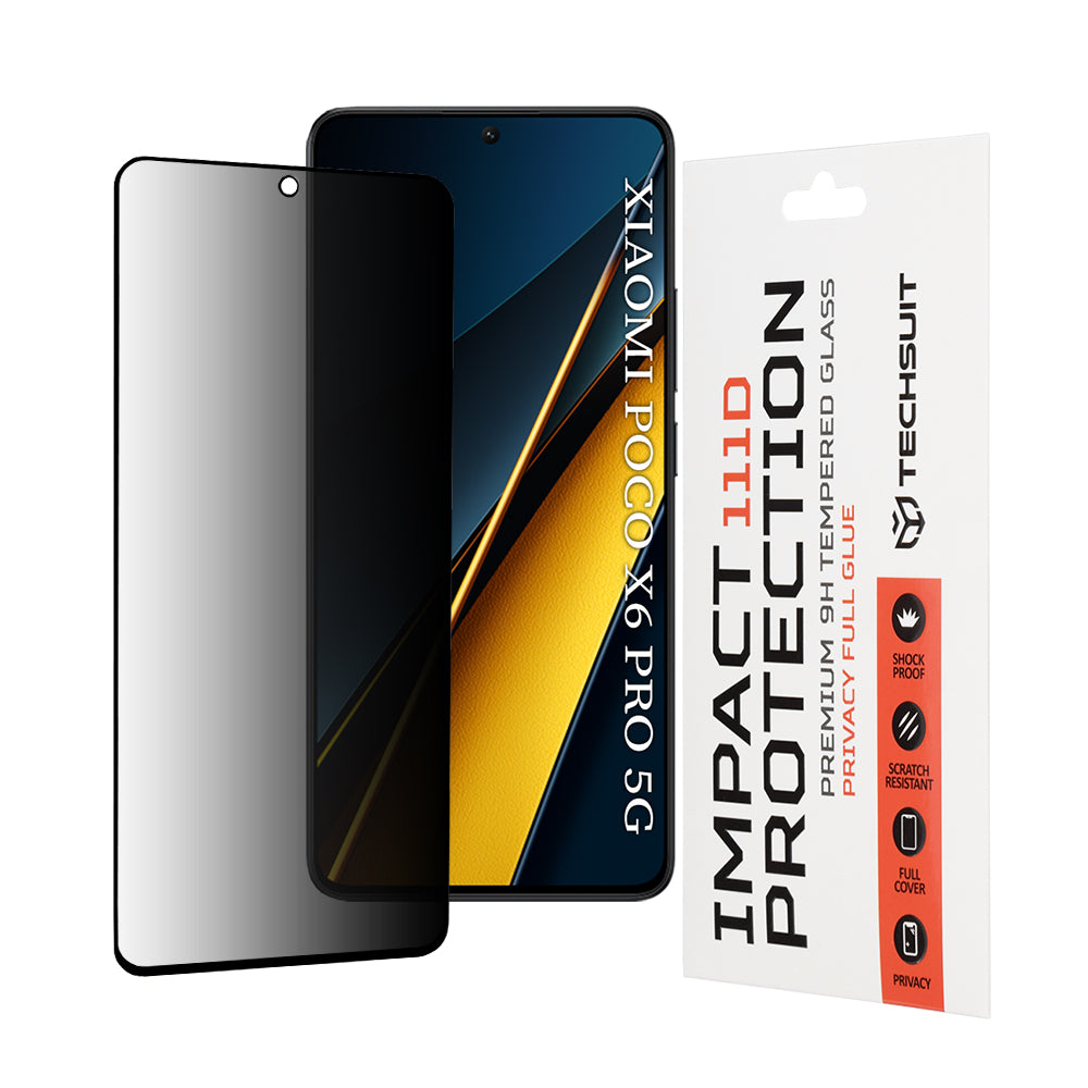 Folie de protectie Techsuit 111D Privacy Full Glue compatibil cu Xiaomi Poco X6 Pro, Negru