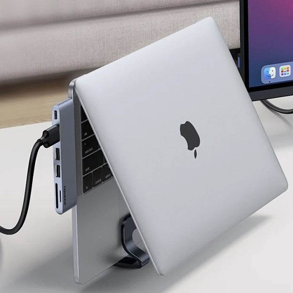 Suport Ugreen Vertical Laptop Stand LP258 (25706), Adjustable Width 0.5-1inch, Anti-Slip, Anti-Scratch Pads, Aluminum, Negru