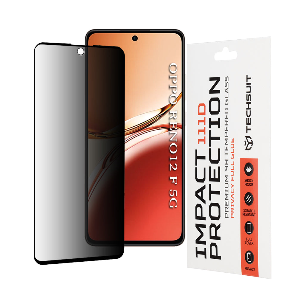 Folie de protectie Techsuit 111D Privacy Full Glue compatibil cu Oppo Reno12 F 4G / Reno12 F 5G / Reno12 FS 4G / Reno12 FS 5G, Negru