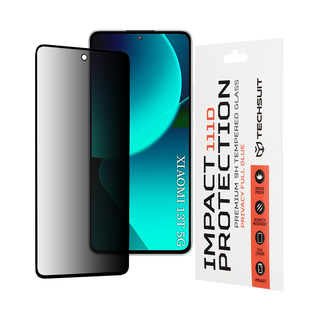 Folie de protectie Techsuit 111D Privacy Full Glue compatibil cu Xiaomi 13T / 13T Pro, Negru