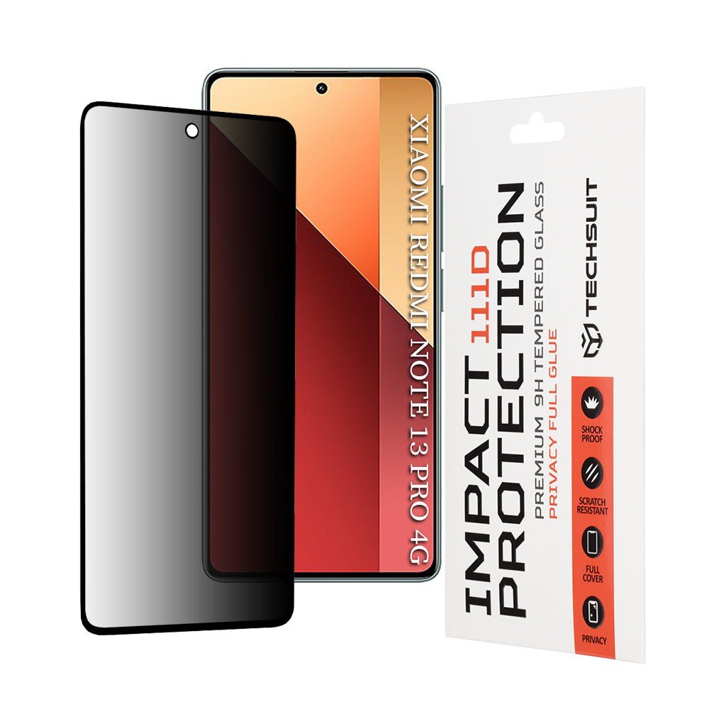 Folie de protectie Techsuit 111D Privacy Full Glue compatibil cu Xiaomi Redmi Note 13 Pro 4G / Poco M6 Pro 4G, Negru