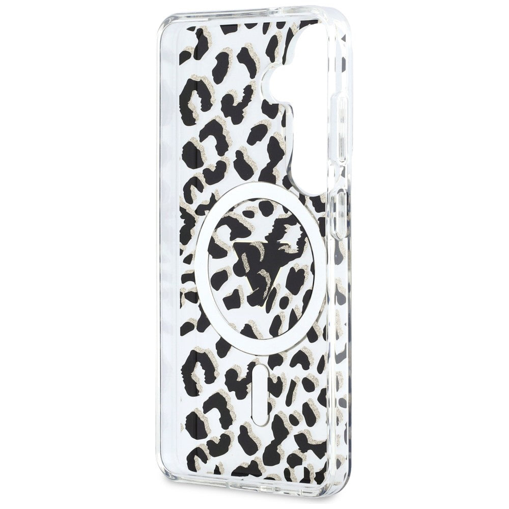 Husa de protectie Guess IML Leopard Print Triangle MagSafe (GUHMS26SHLEGTGLK) compatibil cu Samsung Galaxy S26, Negru