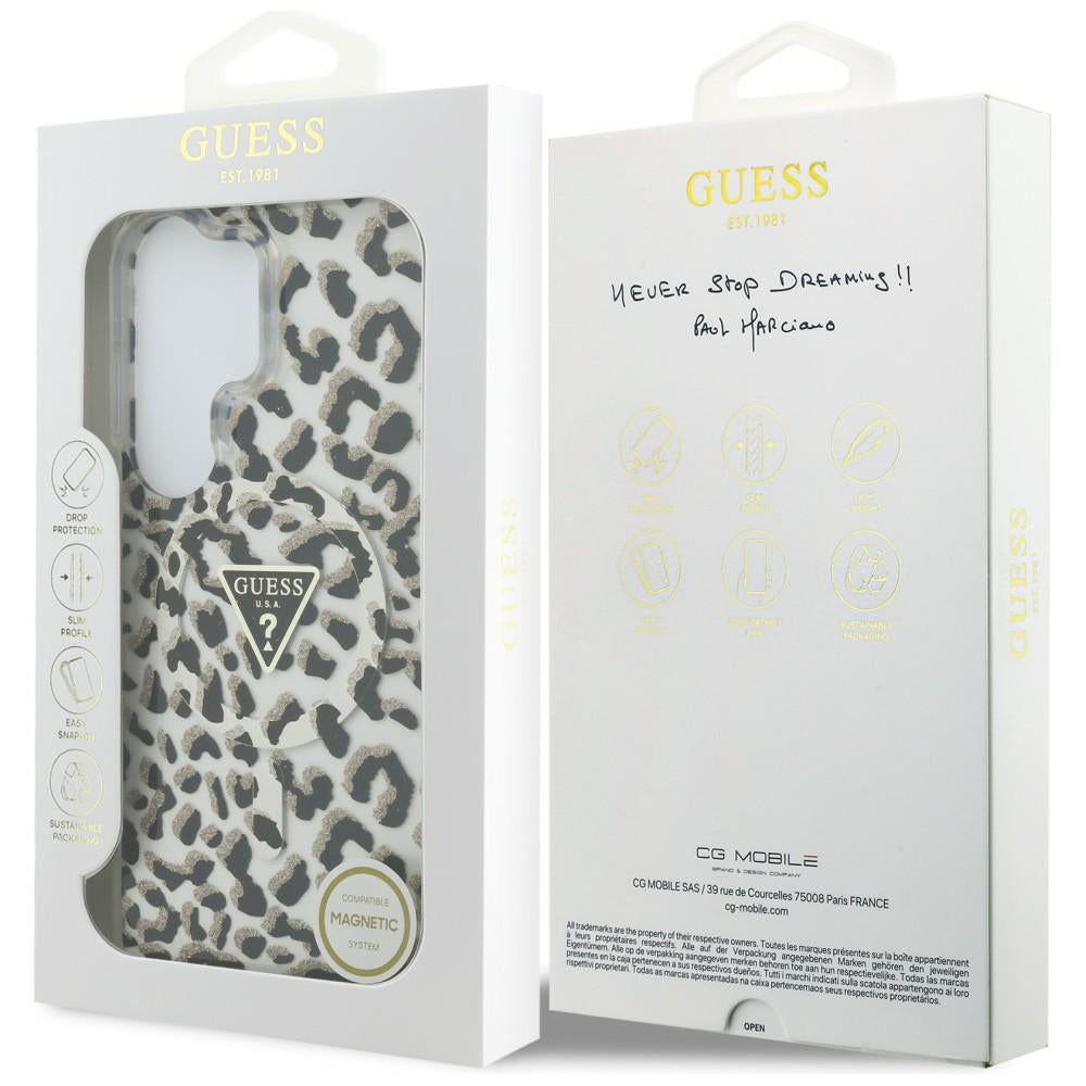 Husa de protectie Guess IML Leopard Print Triangle MagSafe (GUHMS26LHLEGTGLK) compatibil cu Samsung Galaxy S26 Ultra, Negru