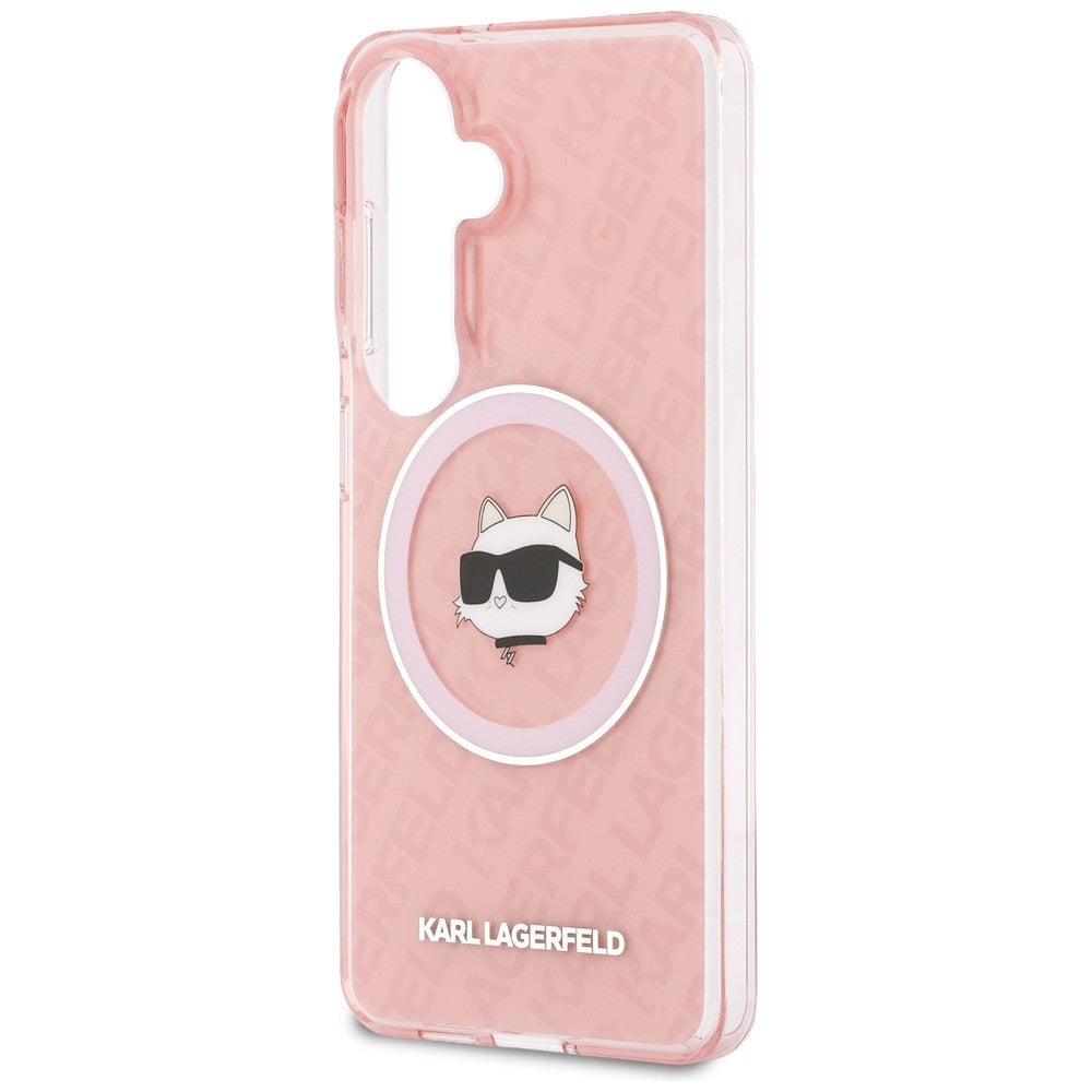 Husa de protectie Karl Lagerfeld IML Choupette Head on KL Repeated Logo MagSafe (KLHMS26MHMKBCHOP) compatibil cu Samsung Galaxy S26 Plus, Roz