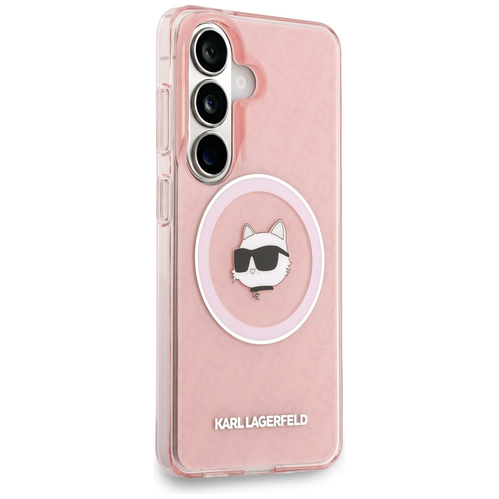 Husa de protectie Karl Lagerfeld IML Choupette Head on KL Repeated Logo MagSafe (KLHMS26MHMKBCHOP) compatibil cu Samsung Galaxy S26 Plus, Roz