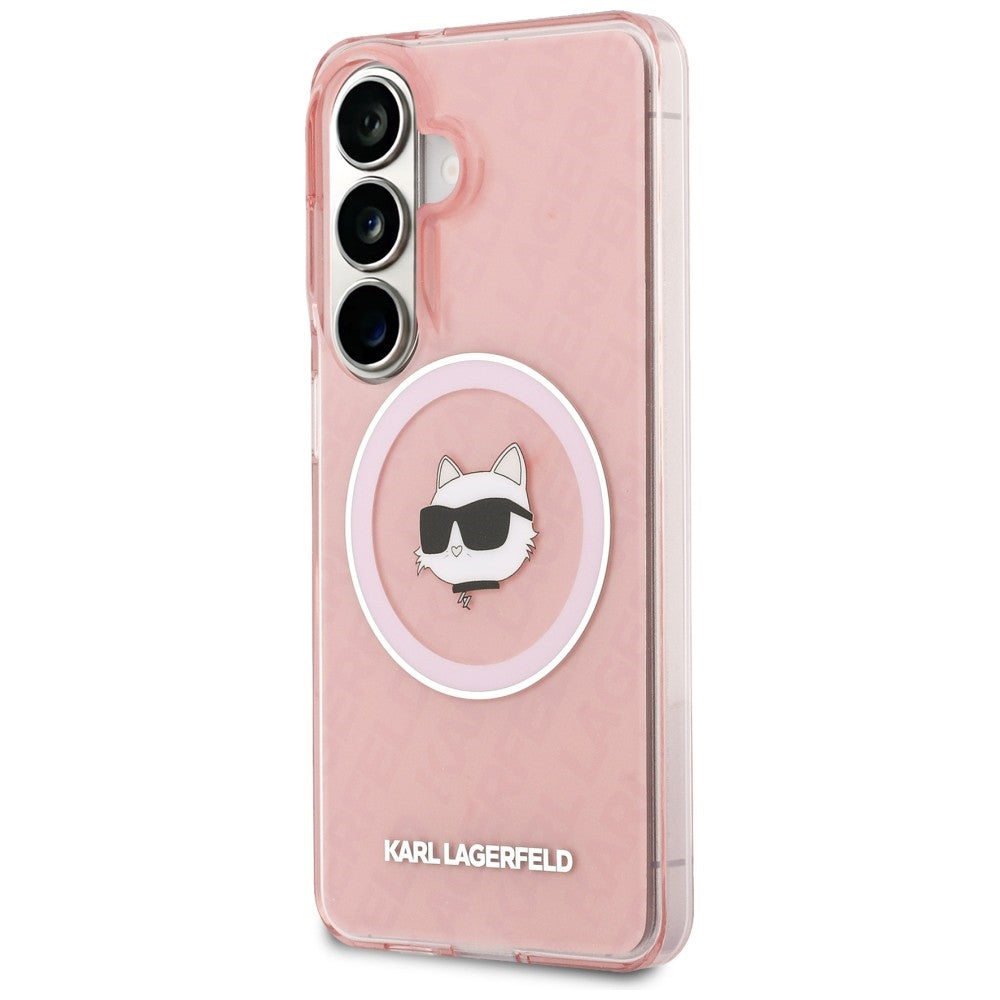 Husa de protectie Karl Lagerfeld IML Choupette Head on KL Repeated Logo MagSafe (KLHMS26MHMKBCHOP) compatibil cu Samsung Galaxy S26 Plus, Roz