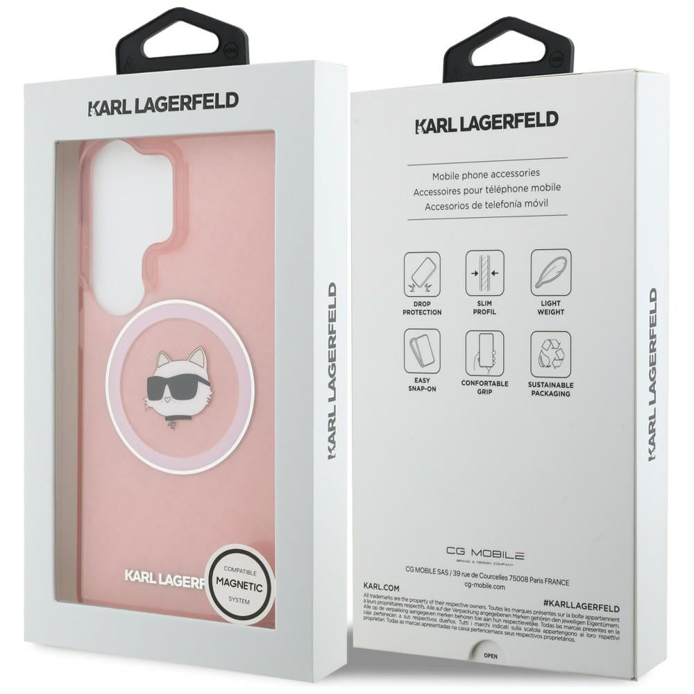 Husa de protectie Karl Lagerfeld IML Choupette Head on KL Repeated Logo MagSafe (KLHMS26LHMKBCHOP) compatibil cu Samsung Galaxy S26 Ultra, Roz