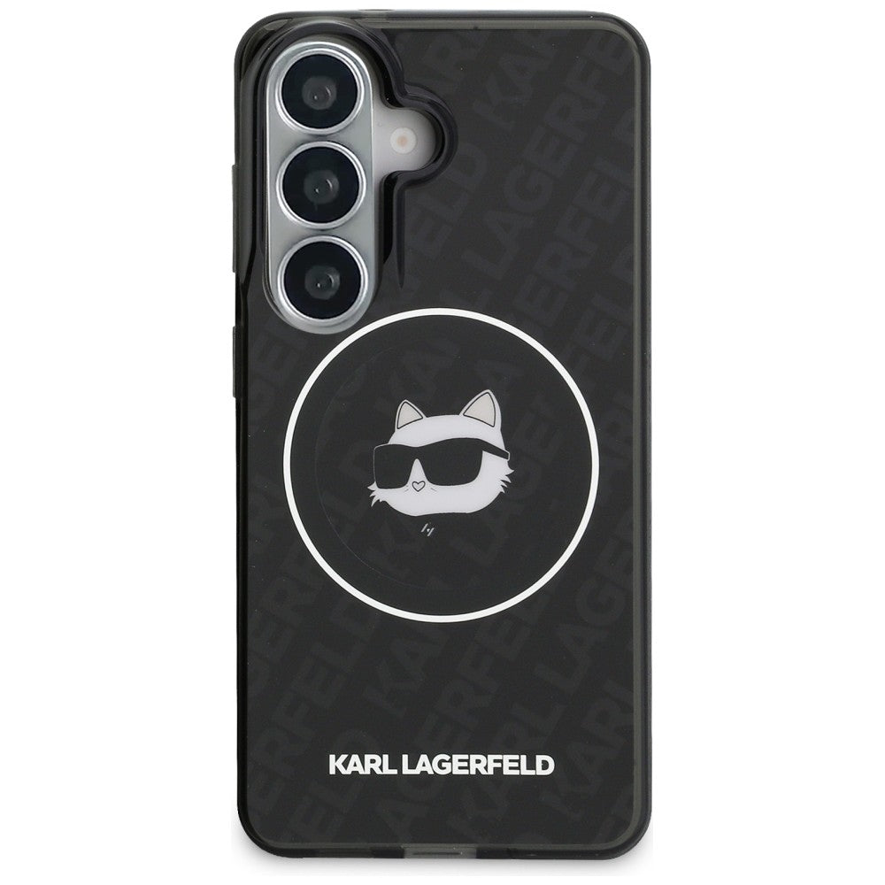 Husa de protectie Karl Lagerfeld IML Choupette Head on KL Repeated Logo MagSafe (KLHMS26SHMKBCHOK) compatibil cu Samsung Galaxy S26, Negru