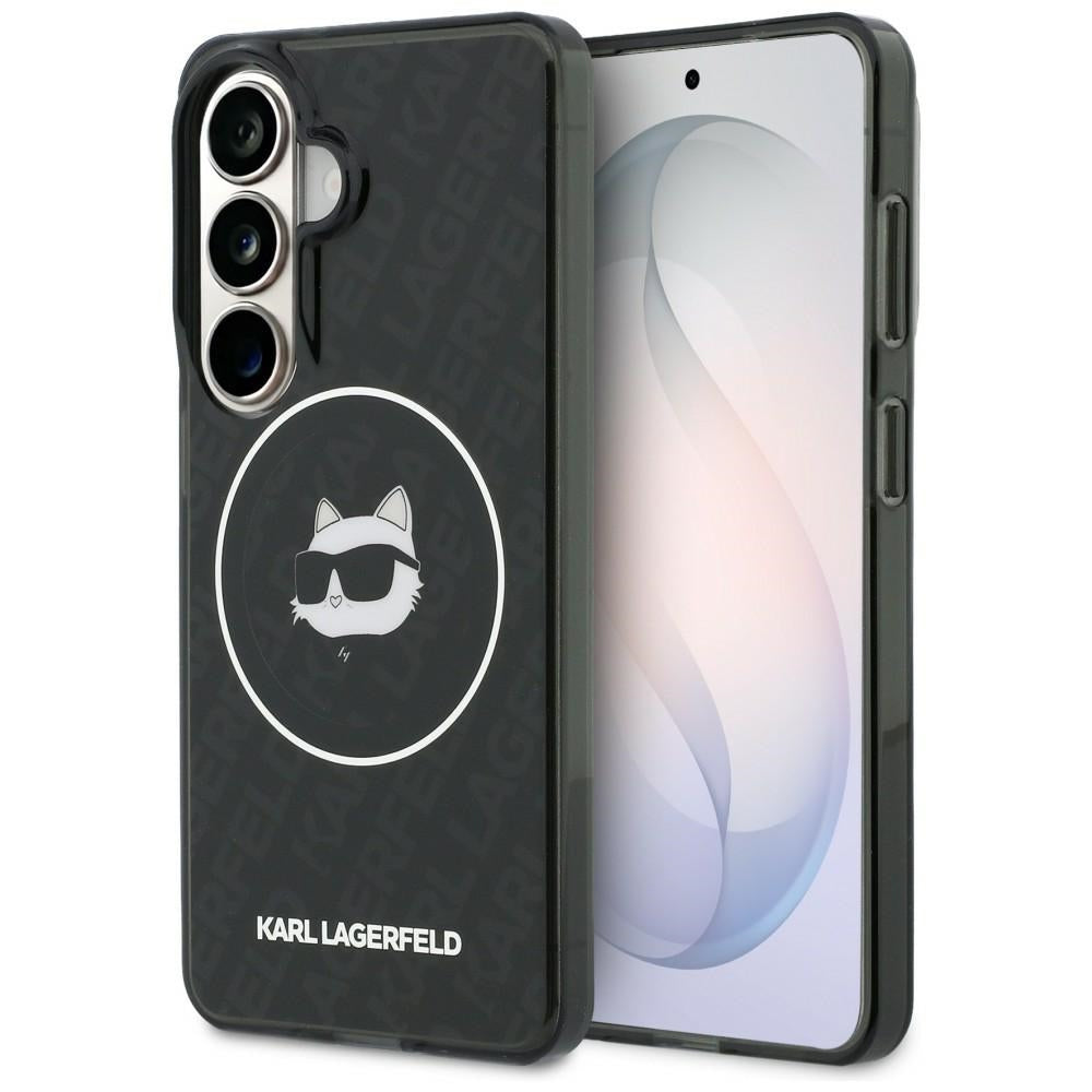 Husa de protectie Karl Lagerfeld IML Choupette Head on KL Repeated Logo MagSafe (KLHMS26SHMKBCHOK) compatibil cu Samsung Galaxy S26, Negru