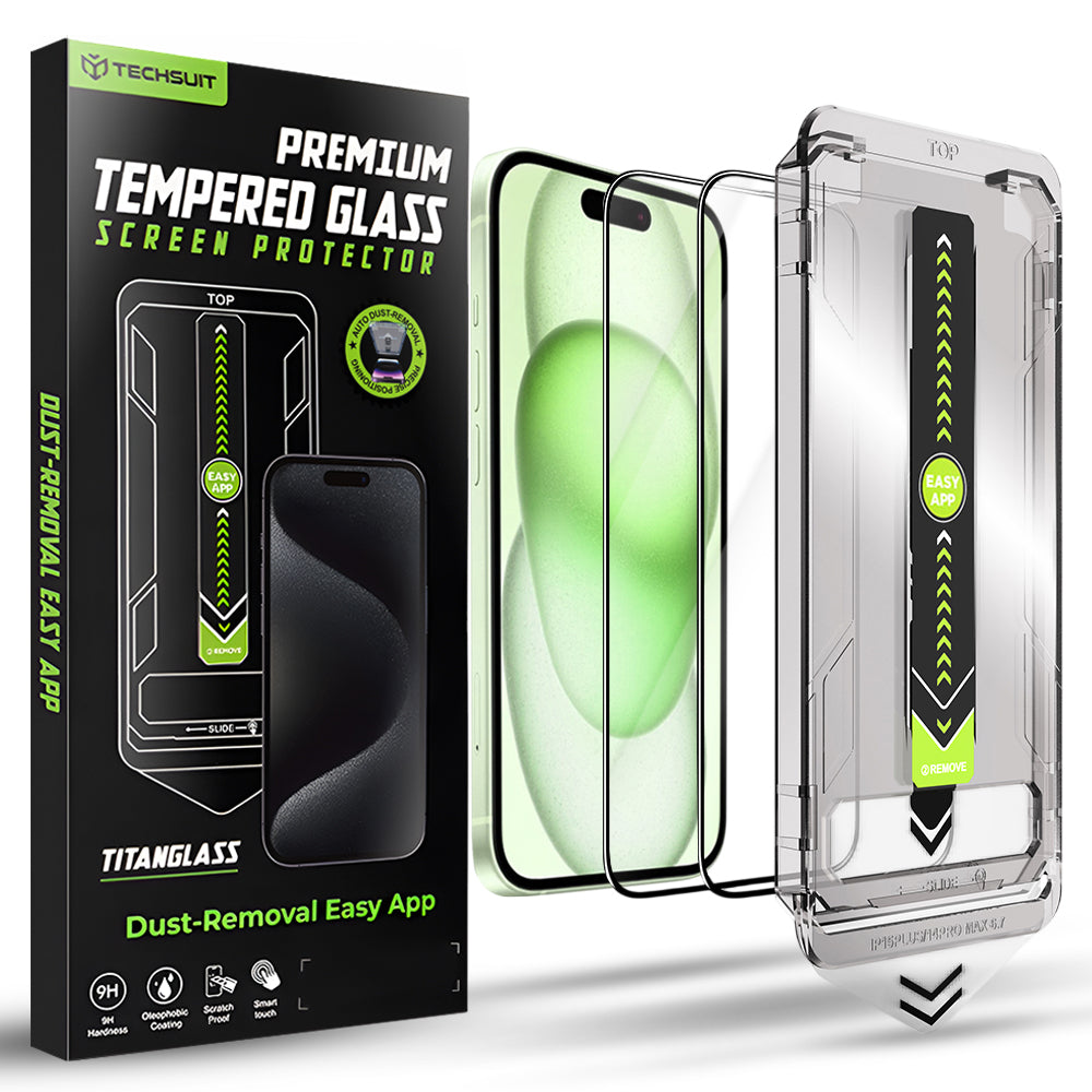 Folie de protectie Techsuit TitanGlass compatibil cu iPhone 15 Plus / iPhone 16 Plus, Negru