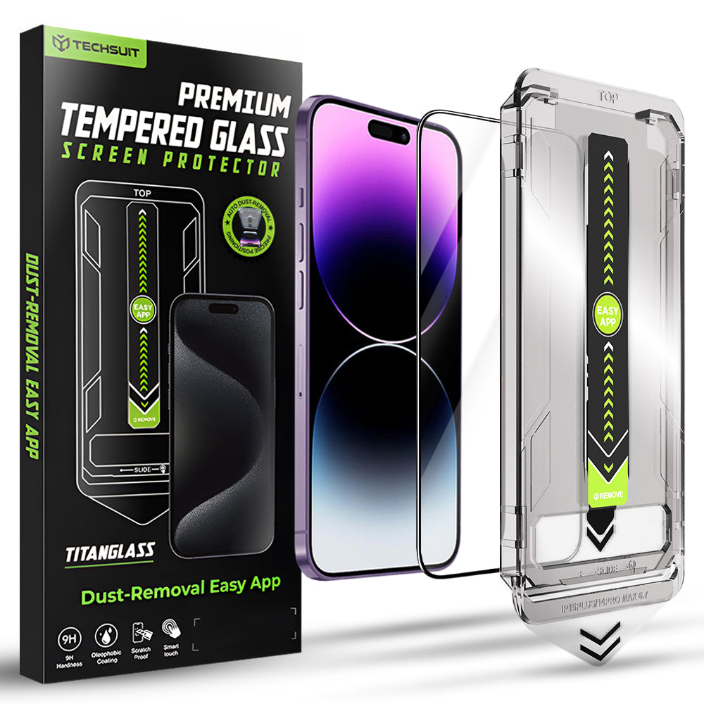 Folie de protectie Techsuit TitanGlass FullCover compatibil cu iPhone 14 Pro Max, Negru