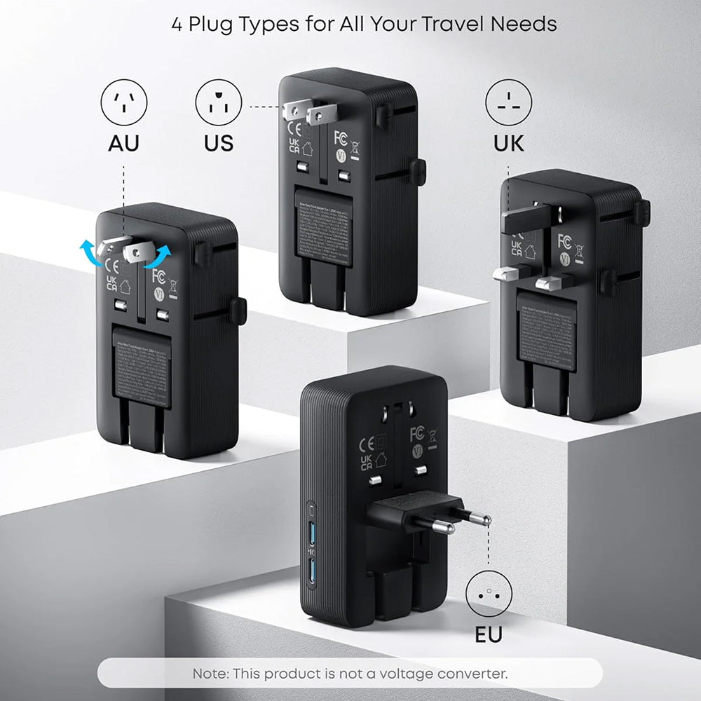 Incarcator Anker Travel Adapter Nano 5in1 (A9215H11), for EU, UK, US, AU, 20W, 2x USB-C, 2x USB-A, 20W, Alb