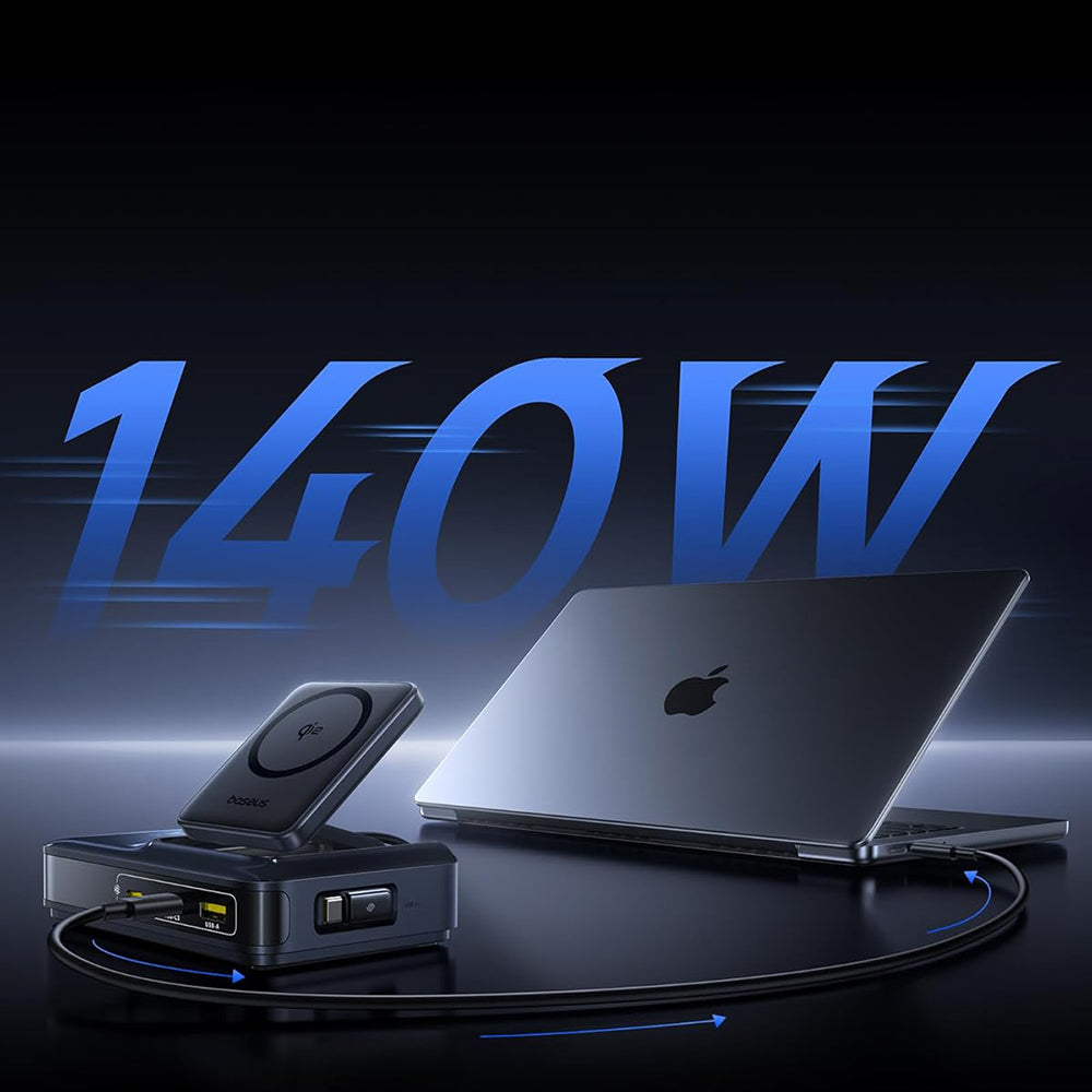 Incarcator Baseus (E0121700), 3x Type-C / 1x USB / Qi2, 160W, Negru