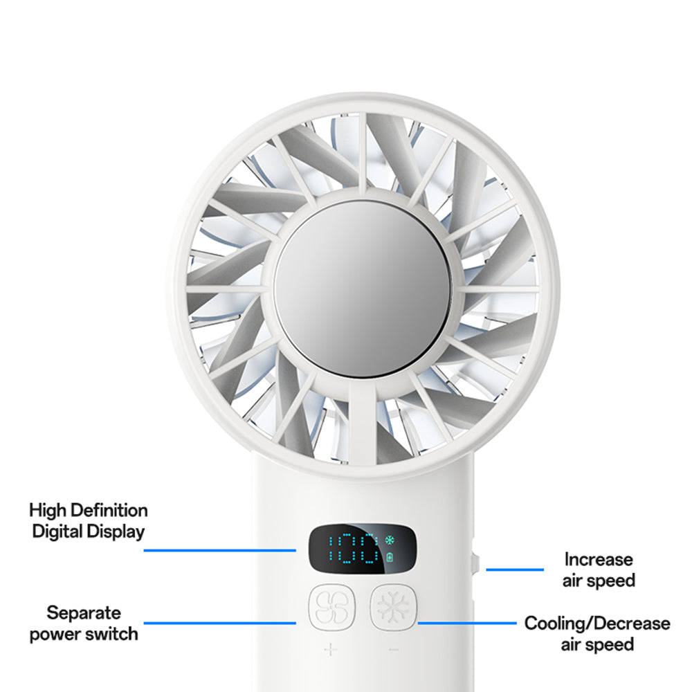 Yesido Handheld Fan (YF18), with LCD Display, 12W Brushless Motor, 5500 RPM, 100x Speed, 12W, 3600mAh, Type-C, Negru