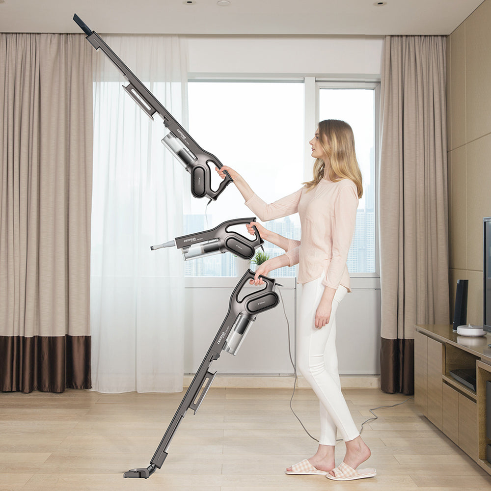 Deerma Vacuum Cleaner (DX700s), 600W, 0.6l, Dual Mode, with Round Brush, Long Crevice Nozzle, 5m Cord, Gri