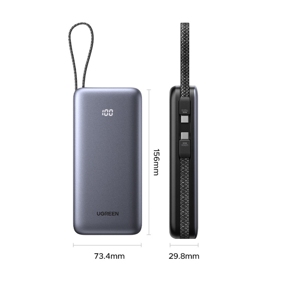 Baterie externa Ugreen PB528 (55985B), 20000mAh, USB / Type-C, 30W, Gri