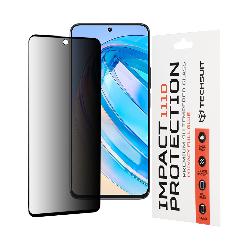 Folie de protectie Techsuit 111D Privacy Full Glue compatibil cu Honor X8a / X8 4G, Negru