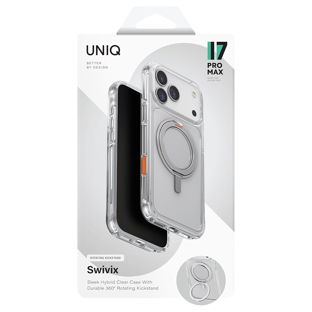 Husa de protectie UNIQ Swivix 360° Kickstand compatibil cu iPhone 17 Air, Argintiu