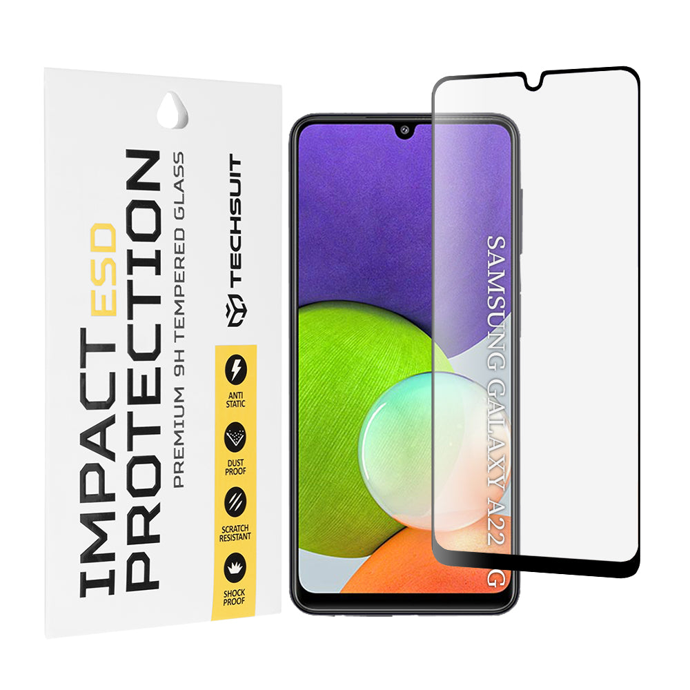 Folie de protectie Techsuit ESD Glass compatibil cu Samsung Galaxy A22 4G, Negru