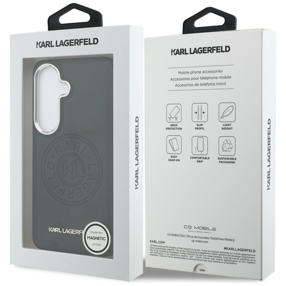 Husa de protectie Karl Lagerfeld Wrapped Leather with Karl Round Point Logo MagSafe (KLHMS26SPSKRPMK) compatibil cu Samsung Galaxy S26, Negru