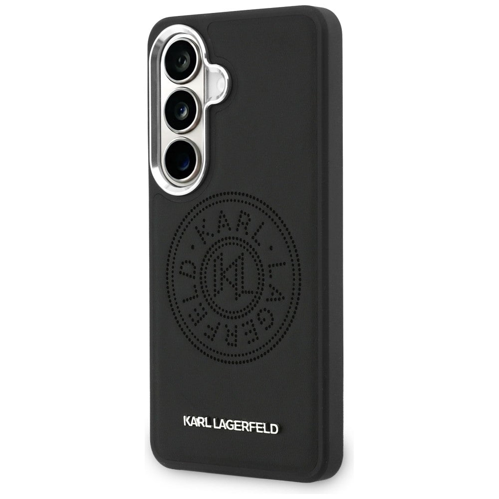 Husa de protectie Karl Lagerfeld Wrapped Leather with Karl Round Point Logo MagSafe (KLHMS26SPSKRPMK) compatibil cu Samsung Galaxy S26, Negru
