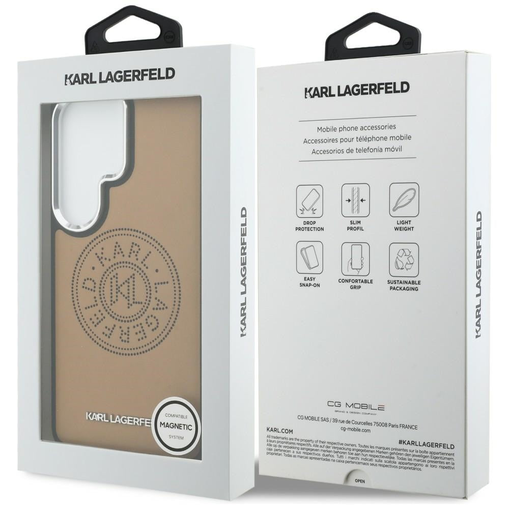 Husa de protectie Karl Lagerfeld Wrapped Leather with Karl Round Point Logo MagSafe (KLHMS26LPSKRPMW) compatibil cu Samsung Galaxy S26 Ultra, Maro