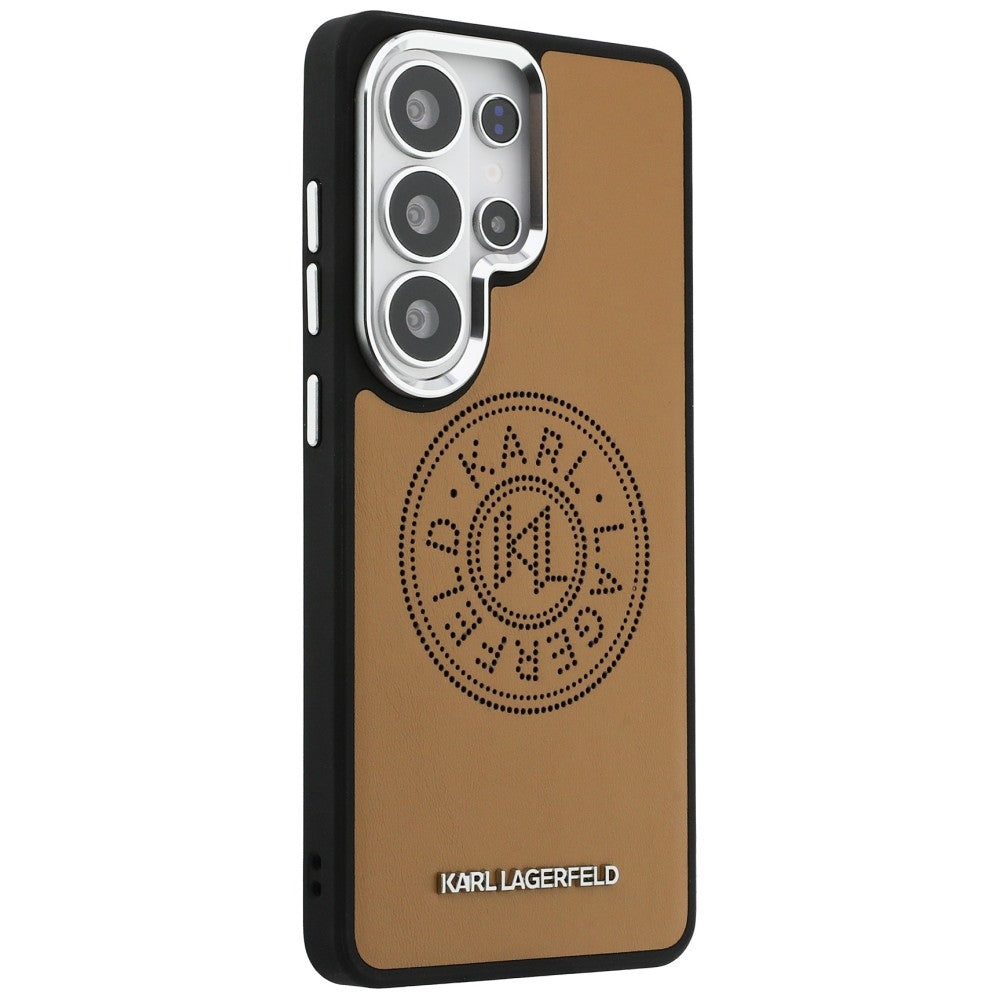 Husa de protectie Karl Lagerfeld Wrapped Leather with Karl Round Point Logo MagSafe (KLHMS26LPSKRPMW) compatibil cu Samsung Galaxy S26 Ultra, Maro