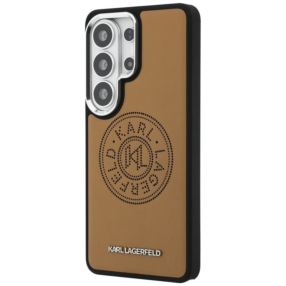 Husa de protectie Karl Lagerfeld Wrapped Leather with Karl Round Point Logo MagSafe (KLHMS26LPSKRPMW) compatibil cu Samsung Galaxy S26 Ultra, Maro