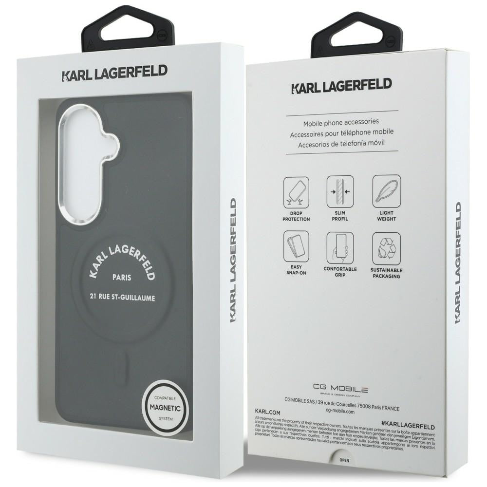 Husa de protectie Karl Lagerfeld Wrapped Leather with Karl RSG Logo MagSafe (KLHMS26SPSKRSGEK) compatibil cu Samsung Galaxy S26, Negru