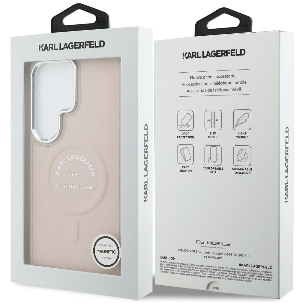 Husa de protectie Karl Lagerfeld Wrapped Leather with Karl RSG Logo MagSafe (KLHMS26LPSKRSGEP) compatibil cu Samsung Galaxy S26 Ultra, Roz