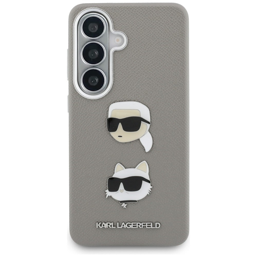 Husa de protectie Karl Lagerfeld Wrapped Leather Saffiano with with K&C Head Pin (KLHCS26SPSFDHPOG) compatibil cu Samsung Galaxy S26, Gri