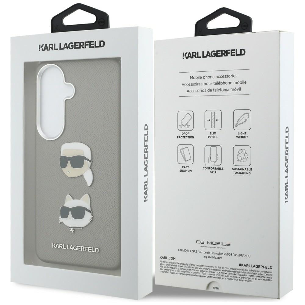 Husa de protectie Karl Lagerfeld Wrapped Leather Saffiano with with K&C Head Pin (KLHCS26SPSFDHPOG) compatibil cu Samsung Galaxy S26, Gri