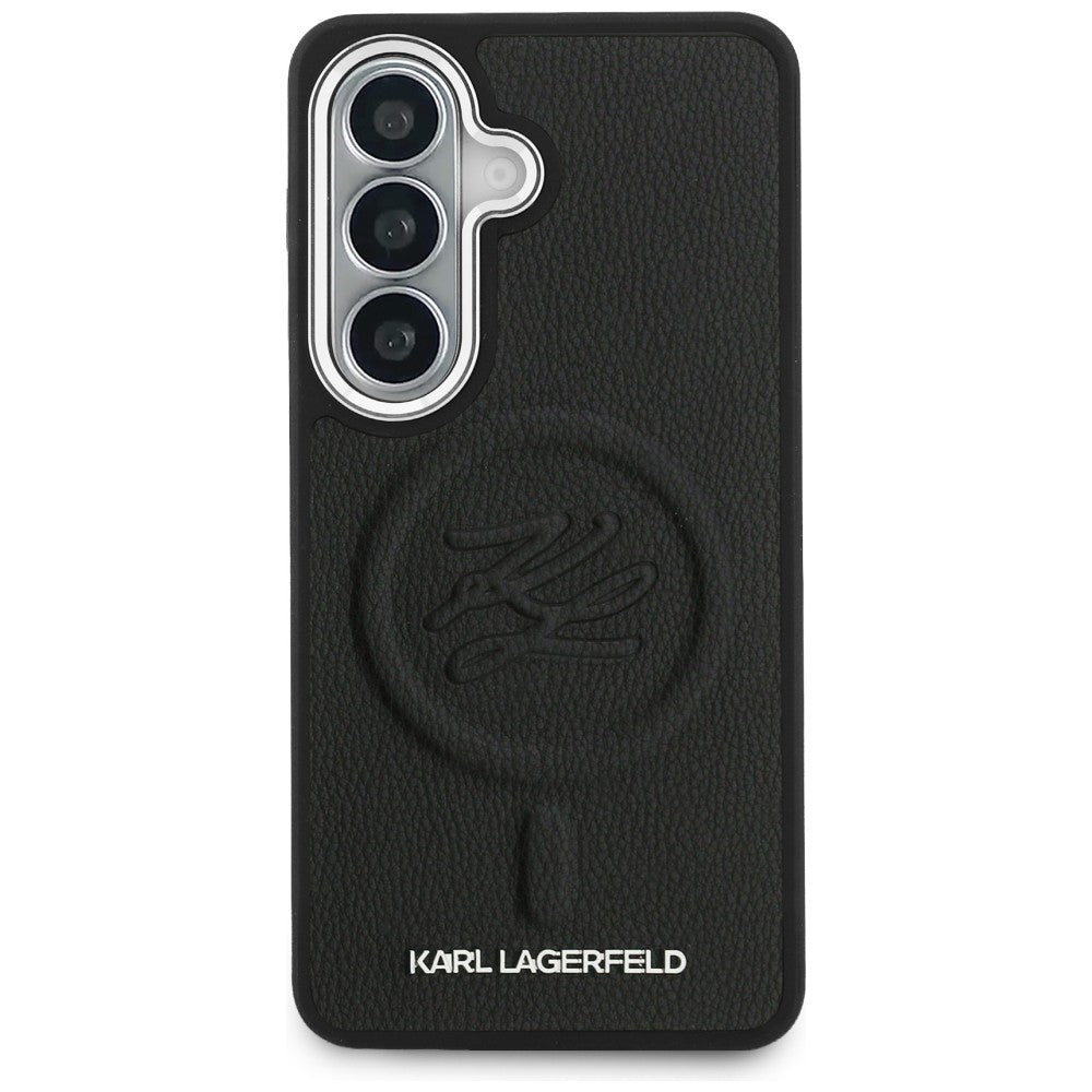 Husa de protectie Karl Lagerfeld Leather with Initial Logo Debossed MagSafe (KLHMS26SPGFKLRDK) compatibil cu Samsung Galaxy S26, Negru