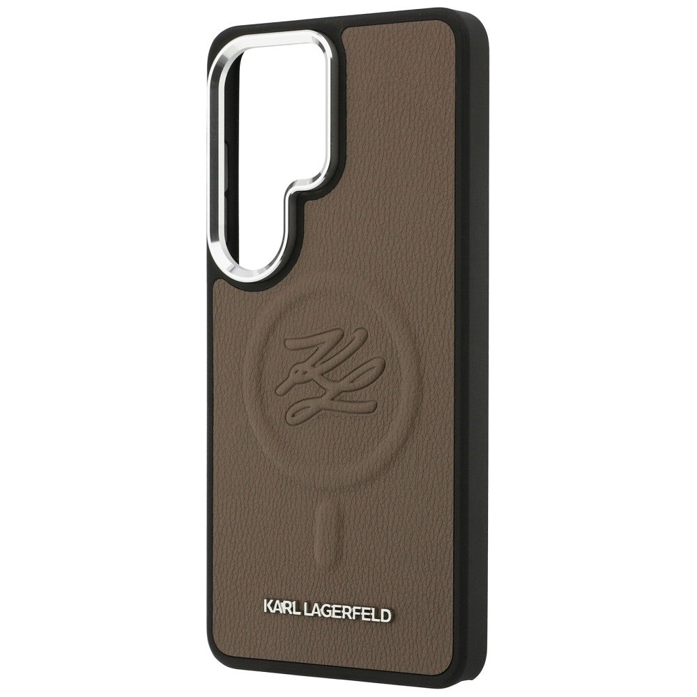 Husa de protectie Karl Lagerfeld Leather with Initial Logo Debossed MagSafe (KLHMS26LPGFKLRDW) compatibil cu Samsung Galaxy S26 Ultra, Maro