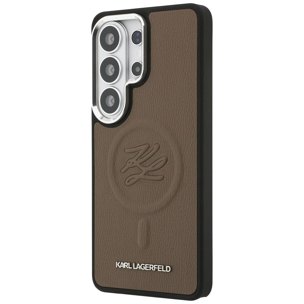 Husa de protectie Karl Lagerfeld Leather with Initial Logo Debossed MagSafe (KLHMS26LPGFKLRDW) compatibil cu Samsung Galaxy S26 Ultra, Maro