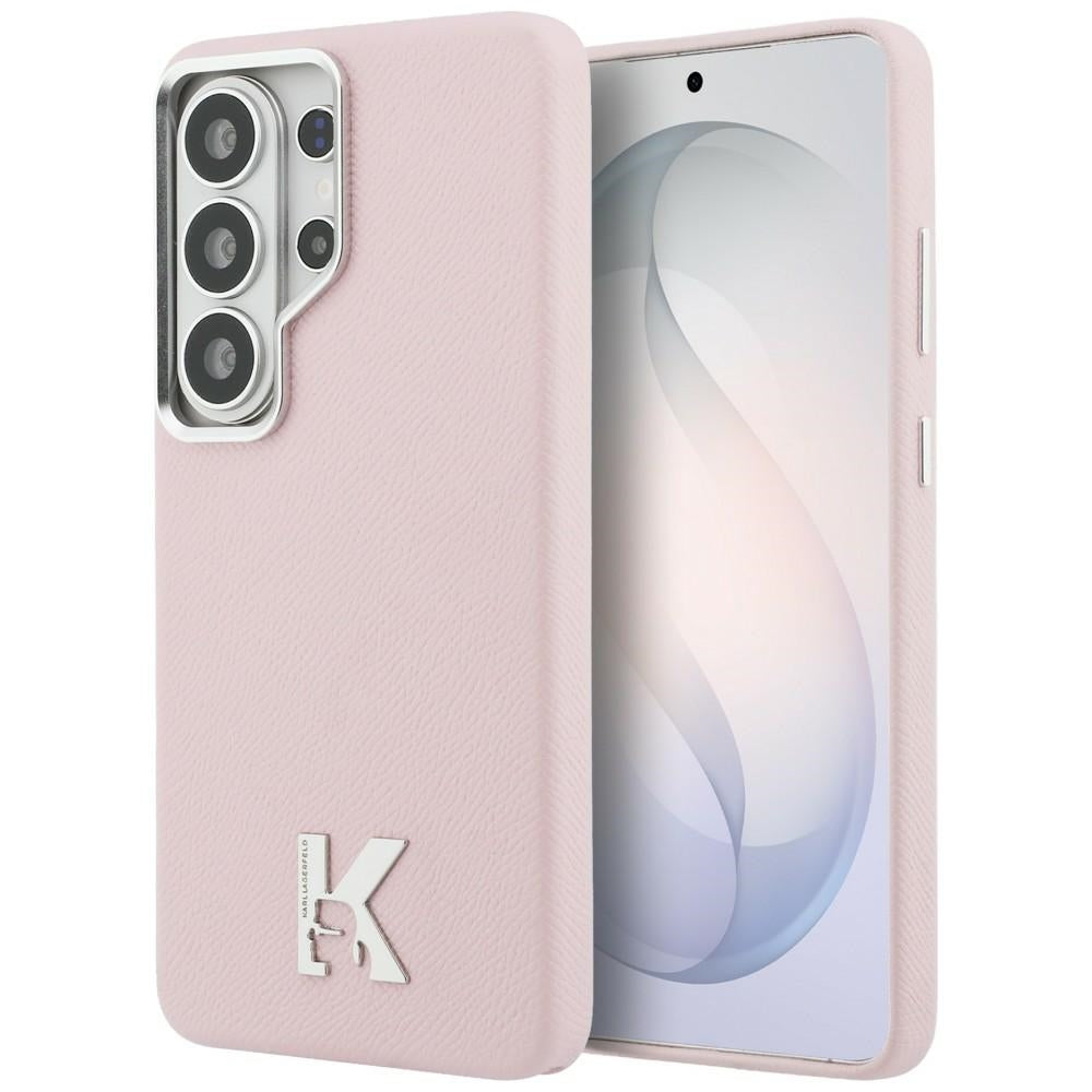 Husa de protectie Karl Lagerfeld Wrapped Grained Leather with K Head Logo MagSafe (KLHMS26L5PGFKHGP) compatibil cu Samsung Galaxy S26 Ultra, Roz