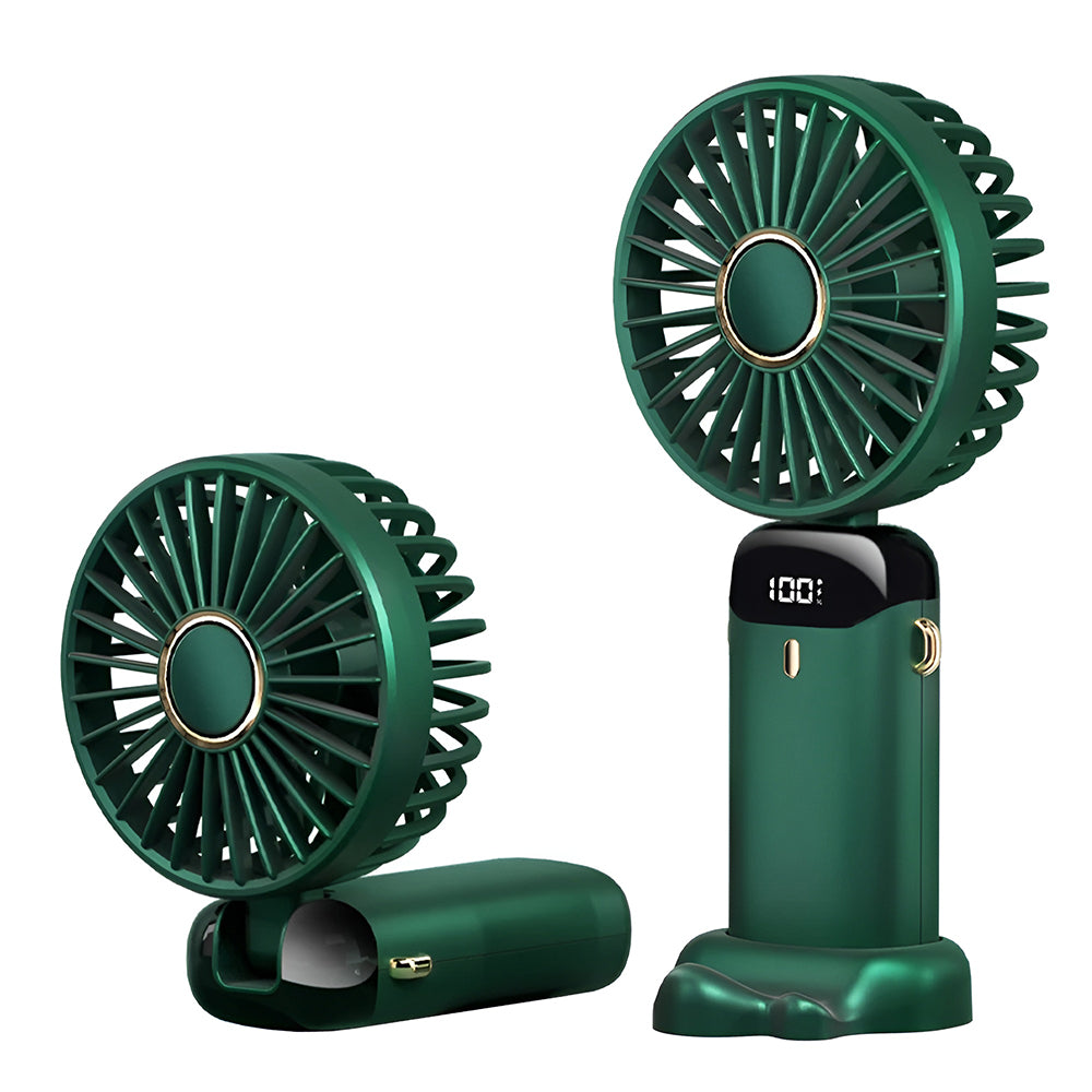 Techsuit Handheld Fan (N15), Foldable Design, Digital Display, Ultra Silent, 1800mAh, Verde