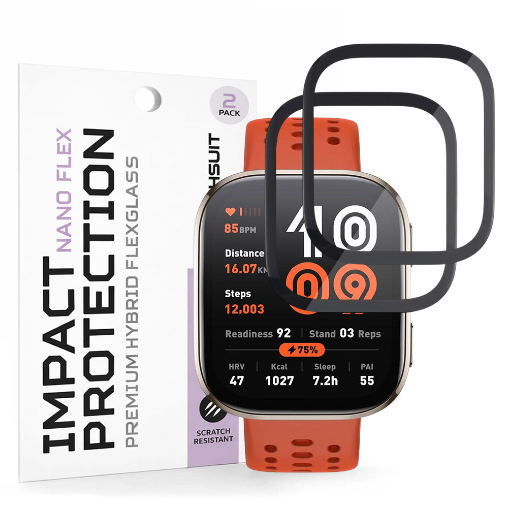 Techsuit Nano Flex fólia szett Amazfit Bip 6 okosórához, fekete