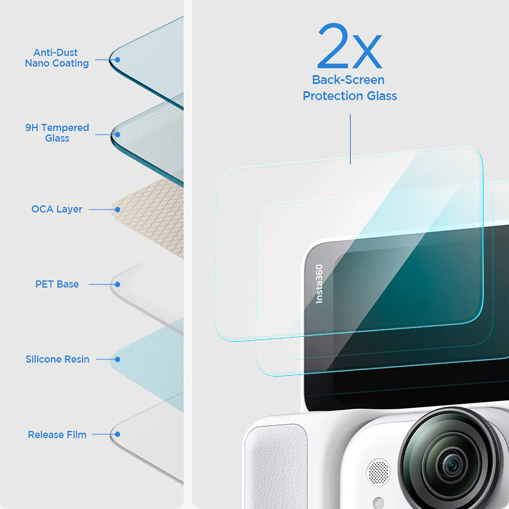 Folie de protectie Spigen (set de 2) Glas.tR Slim, Back Screen (AGL11171) compatibil cu Insta360 Go Ultra, Transparent