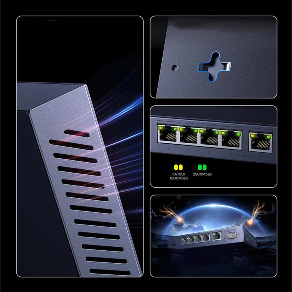 Adaptor Ugreen Ethernet Switch (35048EU), 5x 2.5Gbps RJ45 / 1x 10Gbps SPF+, Gri